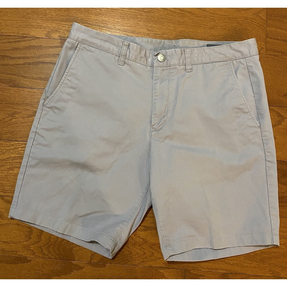 Bonobos Chino Shorts Mens 34 Standard 9 inch Gray Stretch Good Tiny Belt Mark